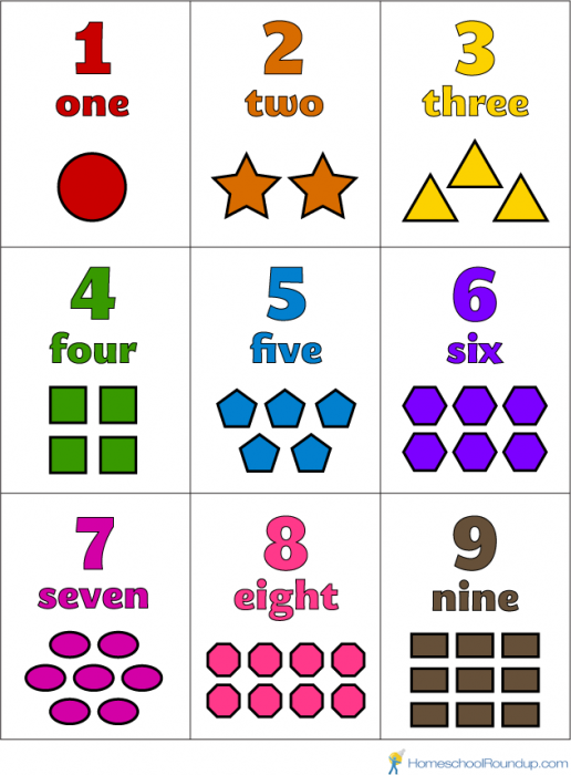 Free Printable Number Shape And Color Flash Cards